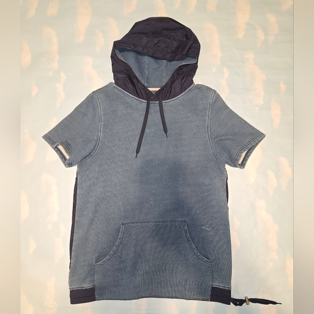 Denim Hooded Short Sleeve Top